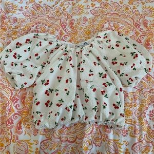 English Factory Cherry puff blouse